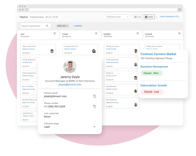 Sales pipeline kanban